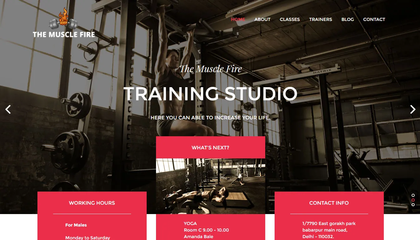 The Muscle Fire — Fitness Brand Website — project by UI Designer