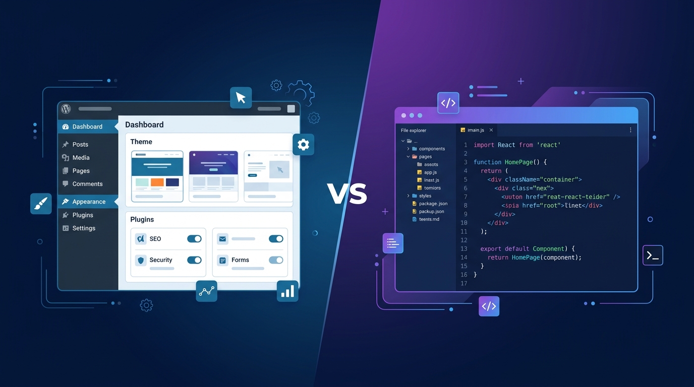 WordPress vs Custom development decision matrix with hybrid approach recommendation